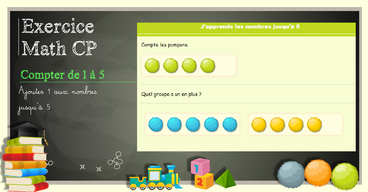 apprendre à compter les nombres jusqu’à 5 - ajouter une unité au nombres jusqu’à 5.