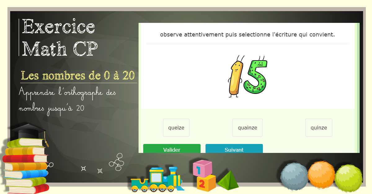 Apprendre l'orthographe des nombres jusqu'à 20