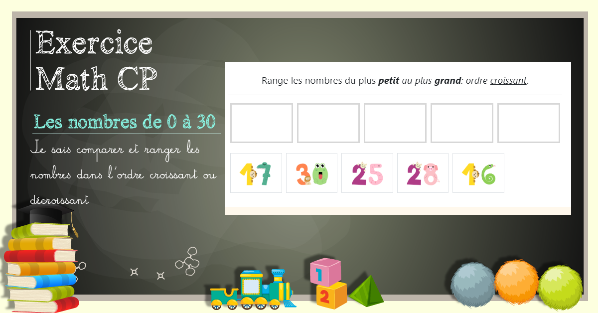 Comparer et ranger les nombres de 0 à 30