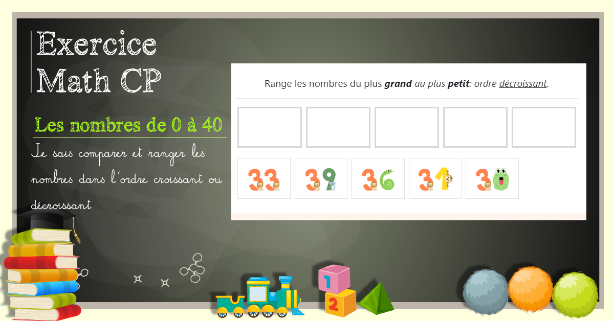 Comparer et ranger les nombres de 0 à 40