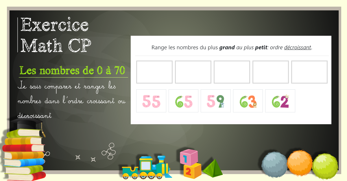 Comparer et ranger les nombres de 0 à 70