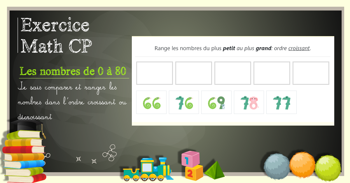 Comparer et ranger les nombres de 0 à 80