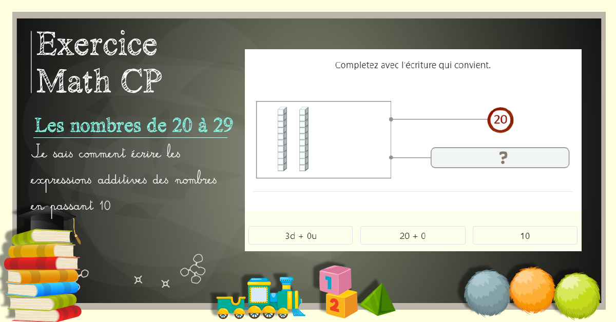 Décomposition additive des nombres de 20 à 29