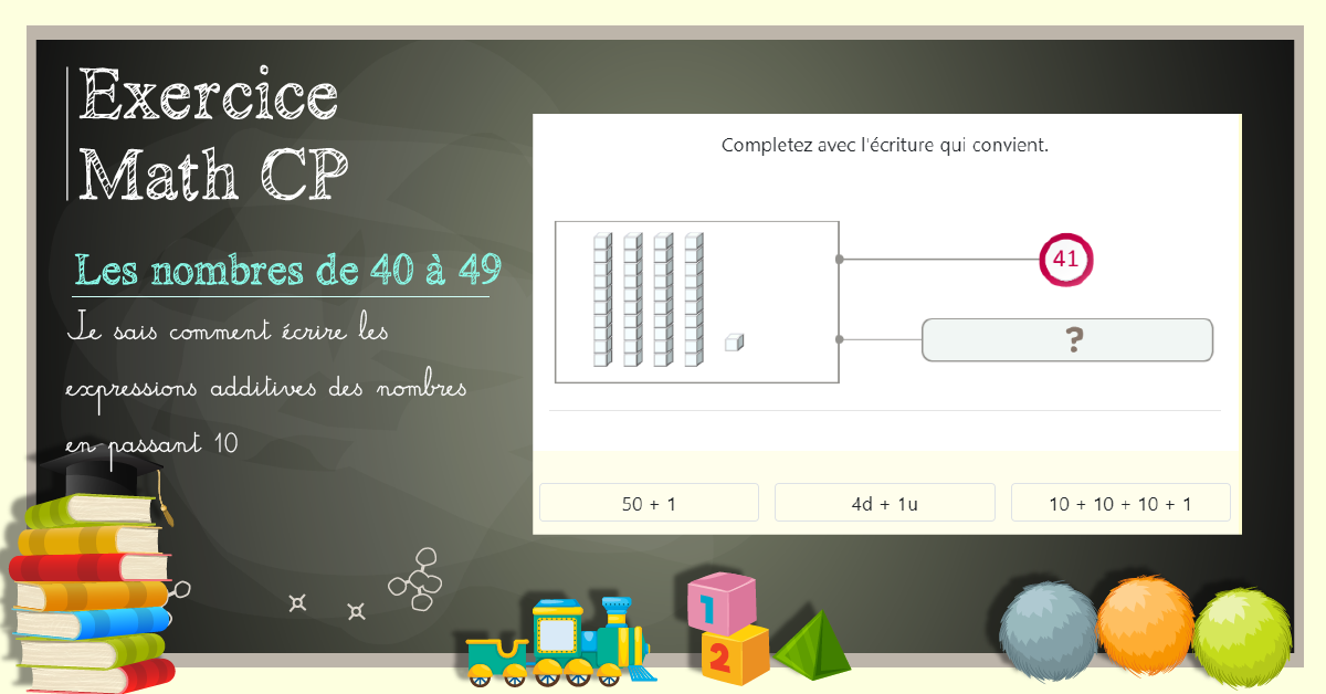 Décomposition additive des nombres de 40 à 49