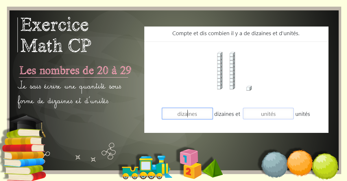 Décomposer les nombres de 20 à 29 en dizaines et unités