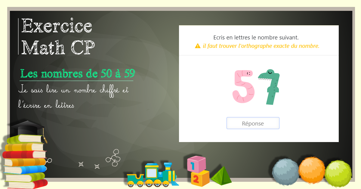 Lire et écrire les nombres de 50 à 59