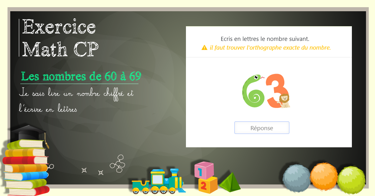 Lire et écrire les nombres de 60 à 69
