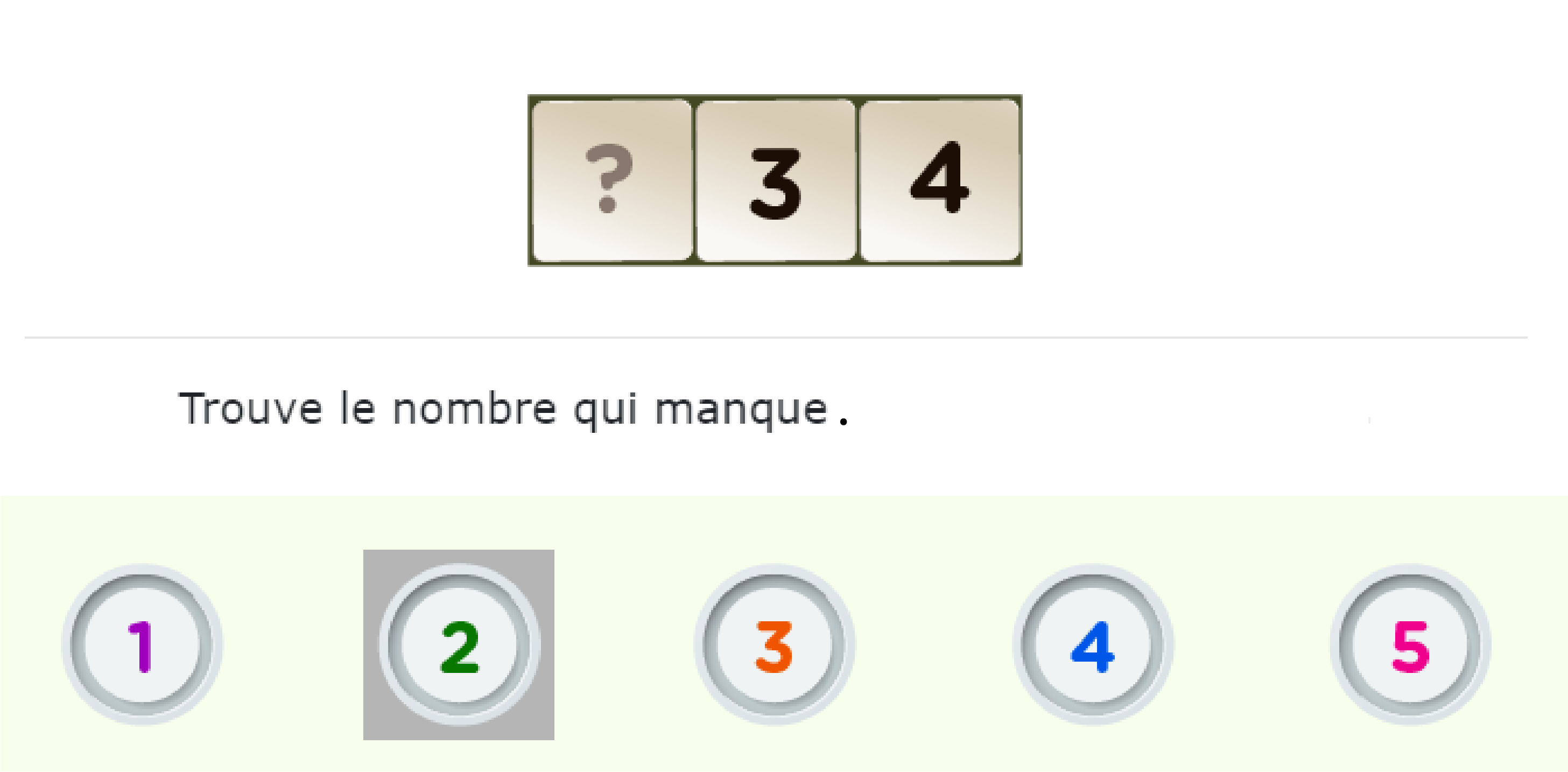 La suite des nombres jusqu'à 5 – Maîtriser les positions des nombres de 1 à 5 - Connaître les positions des nombres sur une bande numérique de 5 unités