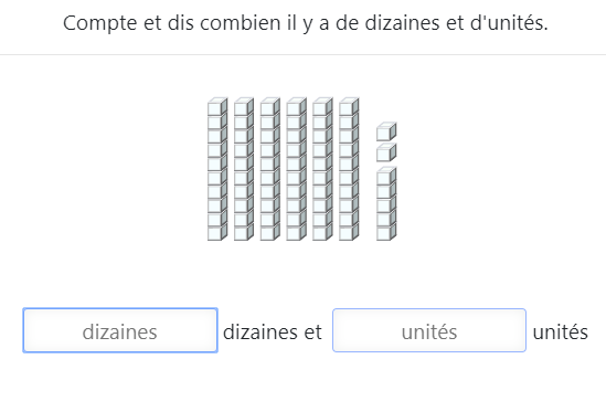 Dénombrer les dizaines et unités dans les nombres de 60 à 69 – Exercices de numérisation CP - Dénombrer les quantités de 60 à 69 en dizaines et unités
