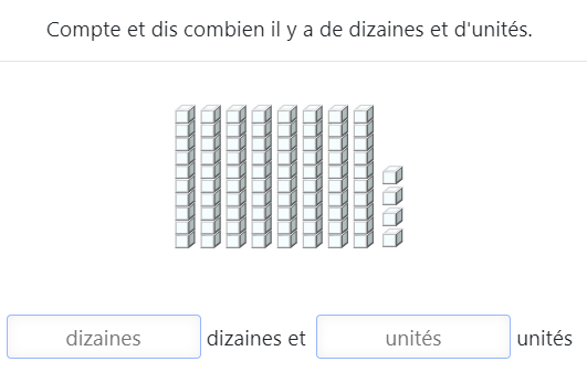 Les dizaines et unités dans les quantités de 80 à 89 – Exercices de numération CP - Écrire les nombres de 80 à 89 sous forme de dizaines et unités