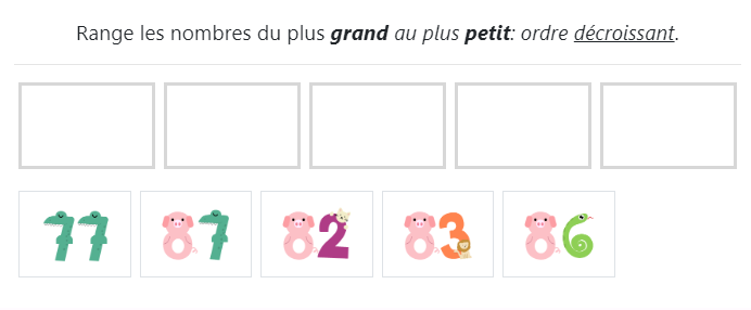 Comparer et ranger les nombres jusqu’à 90 – Nombres et calculs CP - Ordonner les nombres de 0 à 90 : Exemple