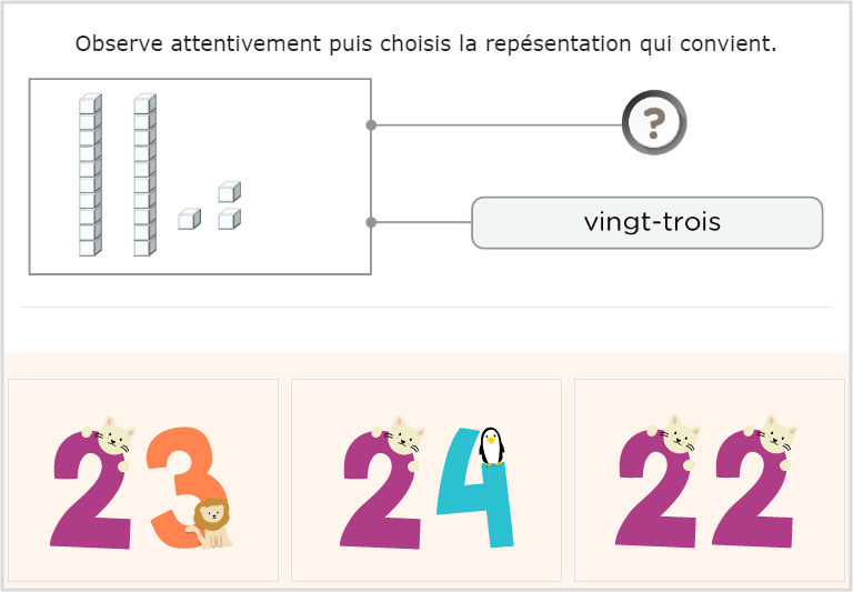 Reconnaître l’écriture des nombres de 20 à 29 – Numération CP - Identifier représentations des nombres de 20 à 29 : identifier les nombres en chiffres