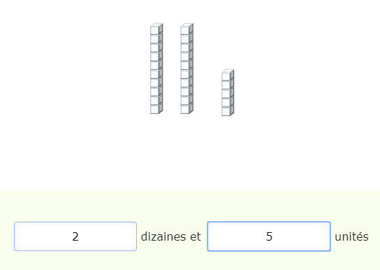 Dénombrer les quantités de 20 à 29 en dizaines et unités