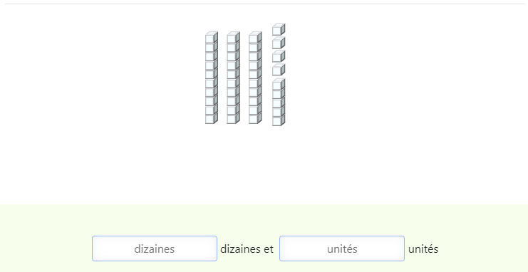 Nombres et calculs CP - Les dizaines et unités dans les nombres de 30 à 39 - Dénombrer les quantités de 30 à 39 en dizaines et unités: Exemple