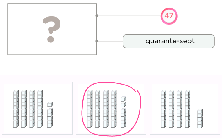 Les écritures des nombres de 40 à 49 en lettres chiffres et les quantités – Nombres et calculs CP - Connaître chaque représentation des nombres de 40 à 49 - Exemple écritures en lettres